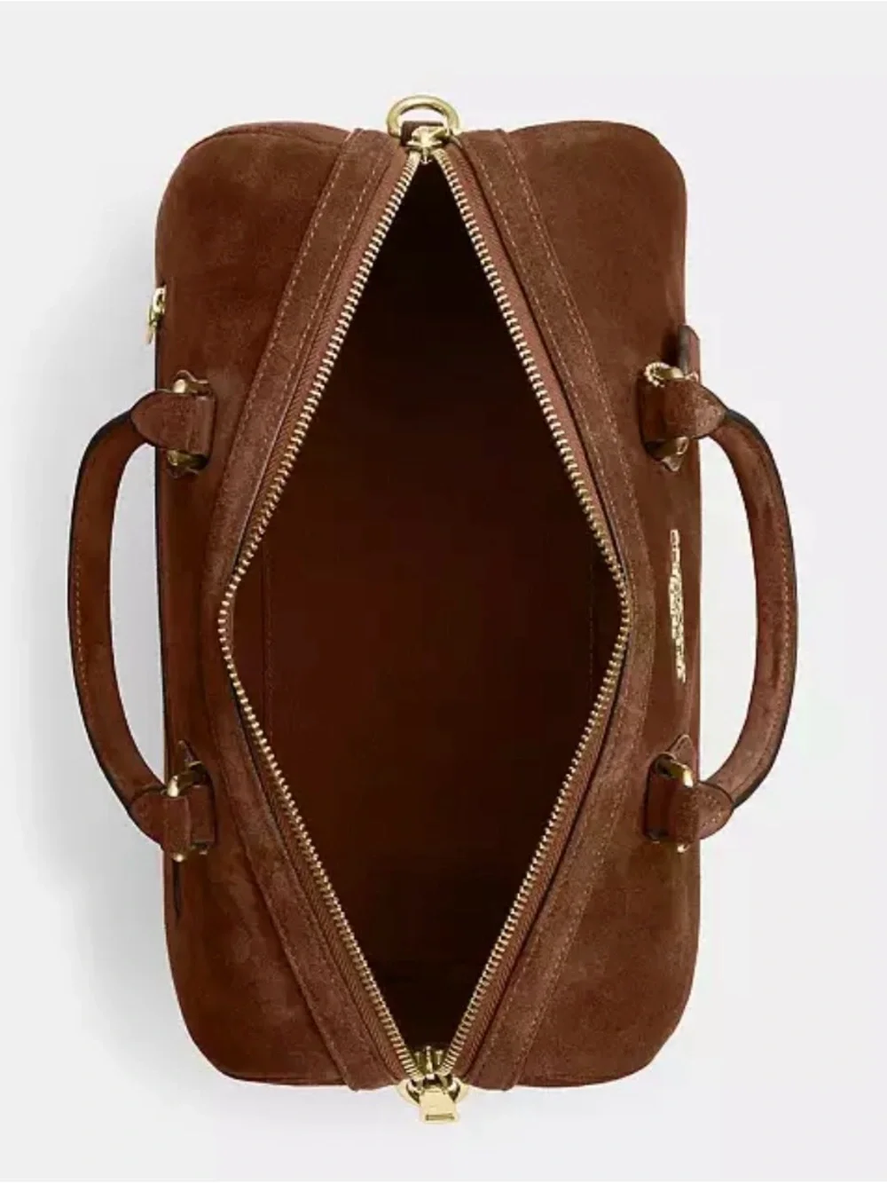 Coach Brown suede large Rowan satchel handbag purse NWT